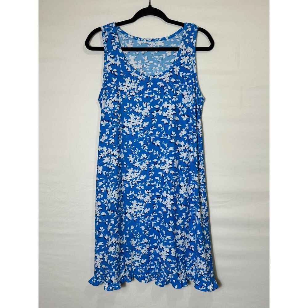 Draper James Nightgown Dress Women's Size Small / Medium Blue Floral Ruffle Hem